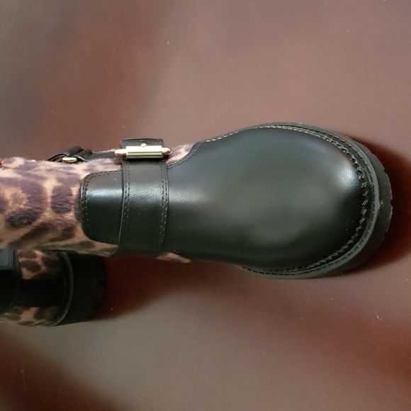 NWT Nine West Leopard Print Biker Boots - Picture 5 of 7